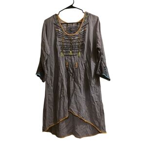 Johnny Was Biya Embroidered Mini Dress Crew Neck Size S